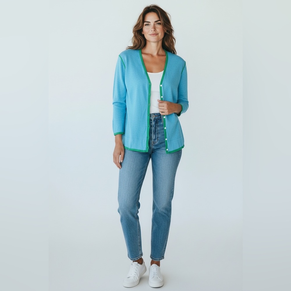 Belford Cardigan Sweater Blue Size Medium